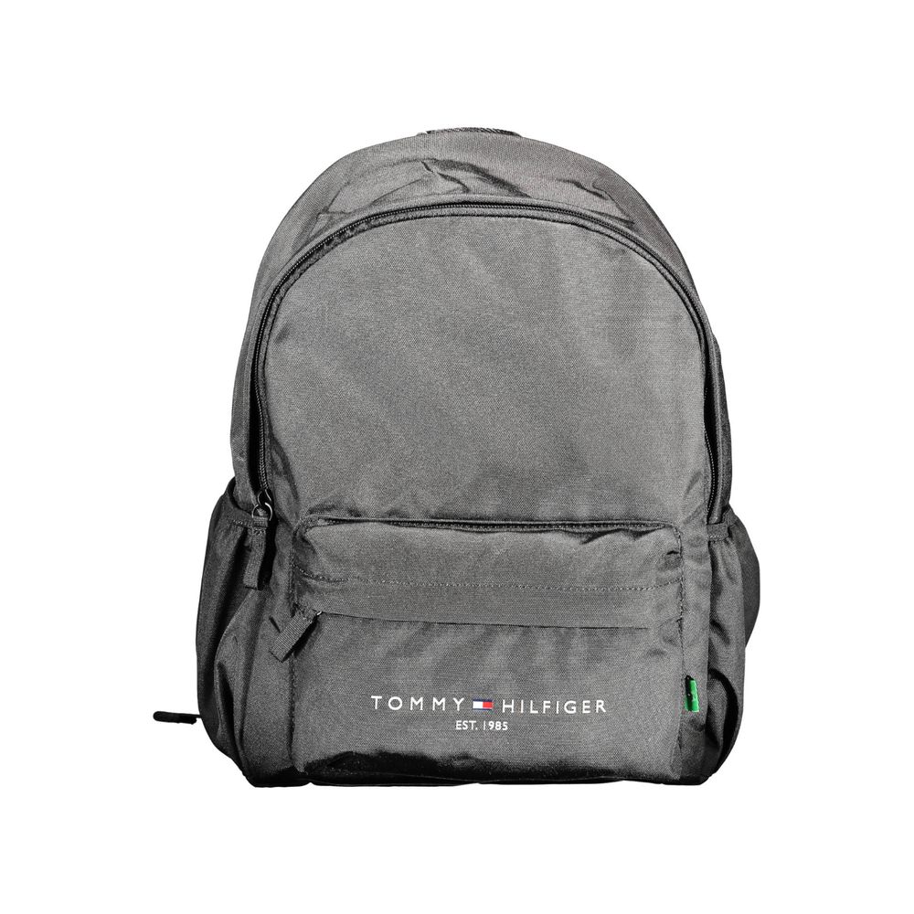 Tommy Hilfiger Black Polyester Men Backpack, eco-friendly, adjustable straps, 100% recycled material, urban style accessory