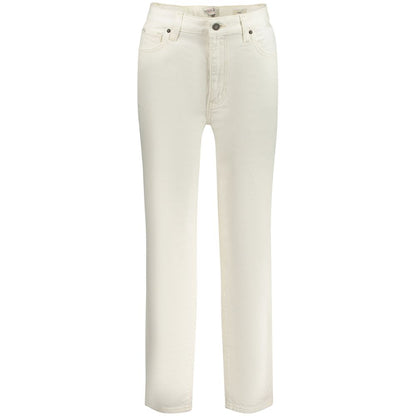 Guess Jeans White Cotton Women Jeans featuring a five-pocket design and button closure, offering a flattering fit and comfort.