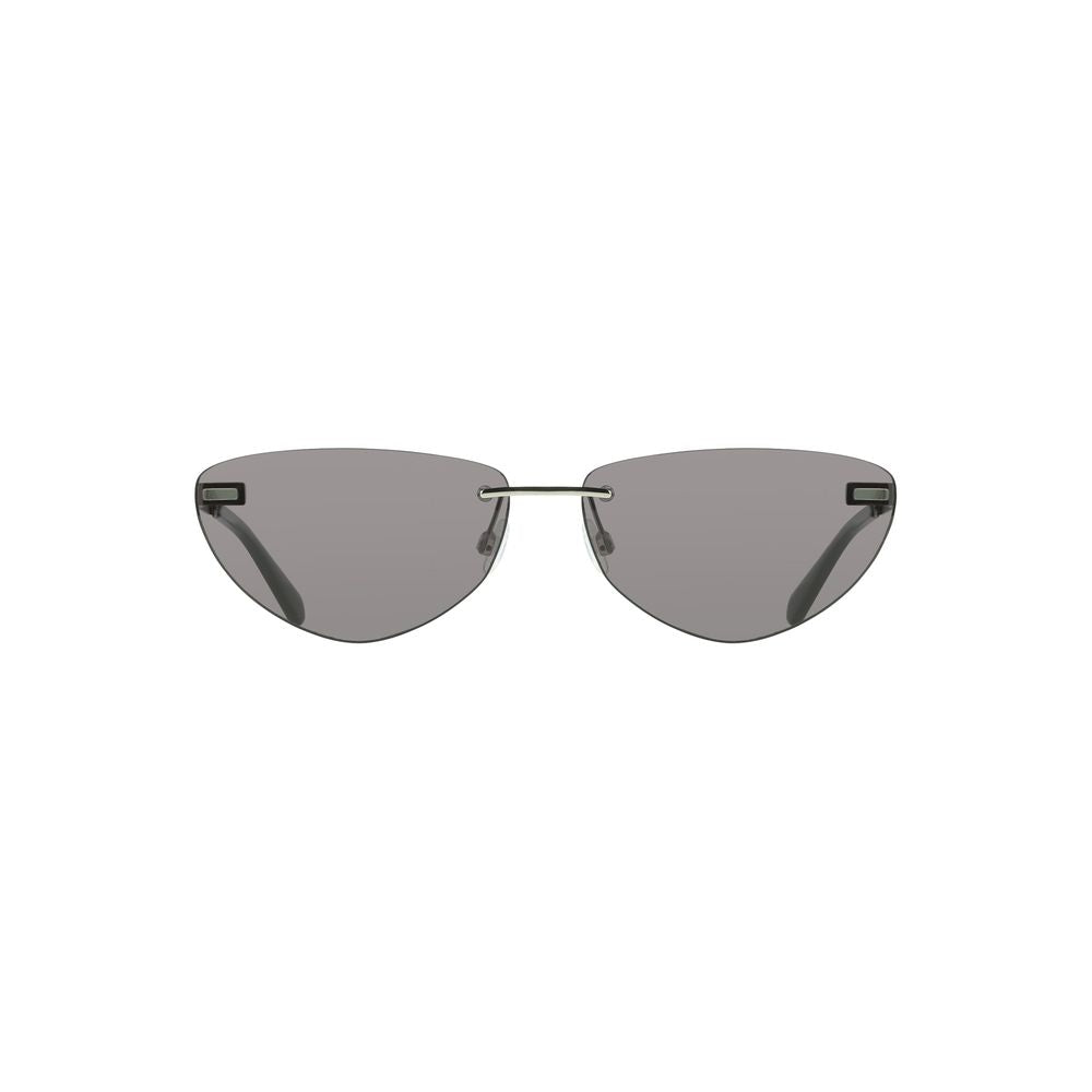 Calvin Klein Black Metal Women Sunglass with smoke lenses and sleek frame showcasing contemporary elegance.