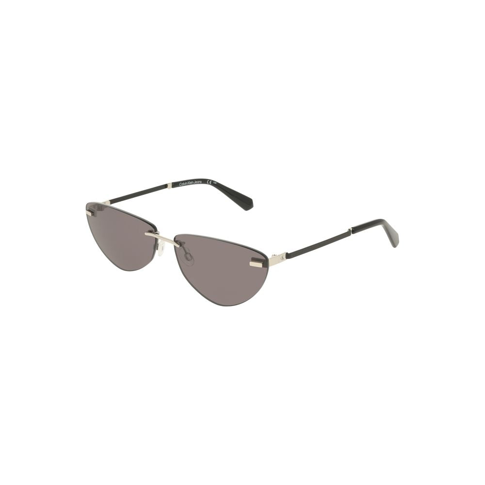 Calvin Klein Black Metal Women Sunglass with sleek frame and smoke lenses, offering sophistication and elegant contemporary style.