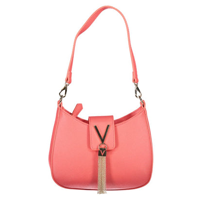 Mario Valentino Pink Polyethylene Handbag with contrasting details, removable straps, internal pockets, and logo zip closure.