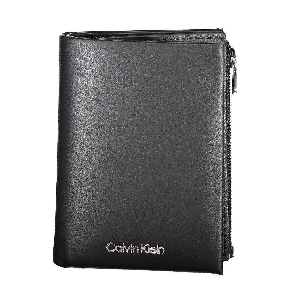 Calvin Klein Black Leather Men Wallet with double compartments and separate coin purse.