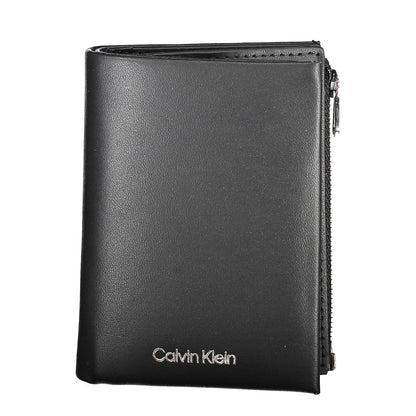 Calvin Klein Black Leather Men Wallet with double compartments and separate coin purse.