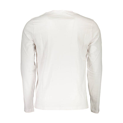 Back view of North Sails White Cotton Men T-Shirt showcasing premium cotton fabric and long sleeves.
