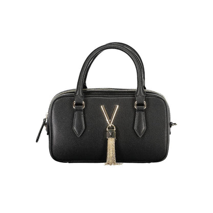 Mario Valentino Black Polyethylene Women Handbag with sleek handles and gold accents.
