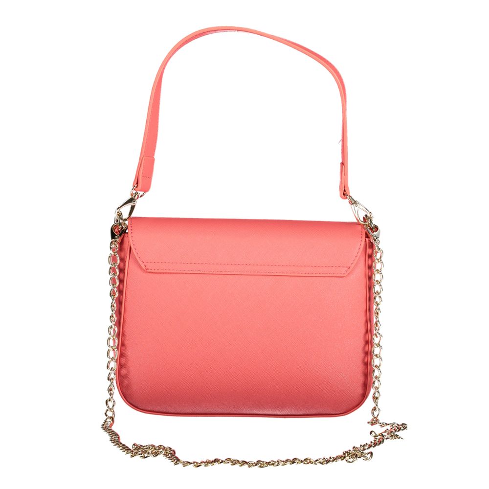 Mario Valentino Pink Polyethylene Women Handbag with removable chain and shoulder strap, elegant day-to-night fashion accessory.