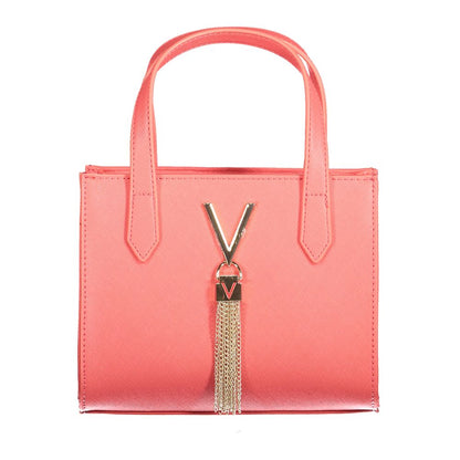 Mario Valentino Pink Polyethylene Women Handbag with double handles and tassel detail, showcasing vibrant sustainable luxury.