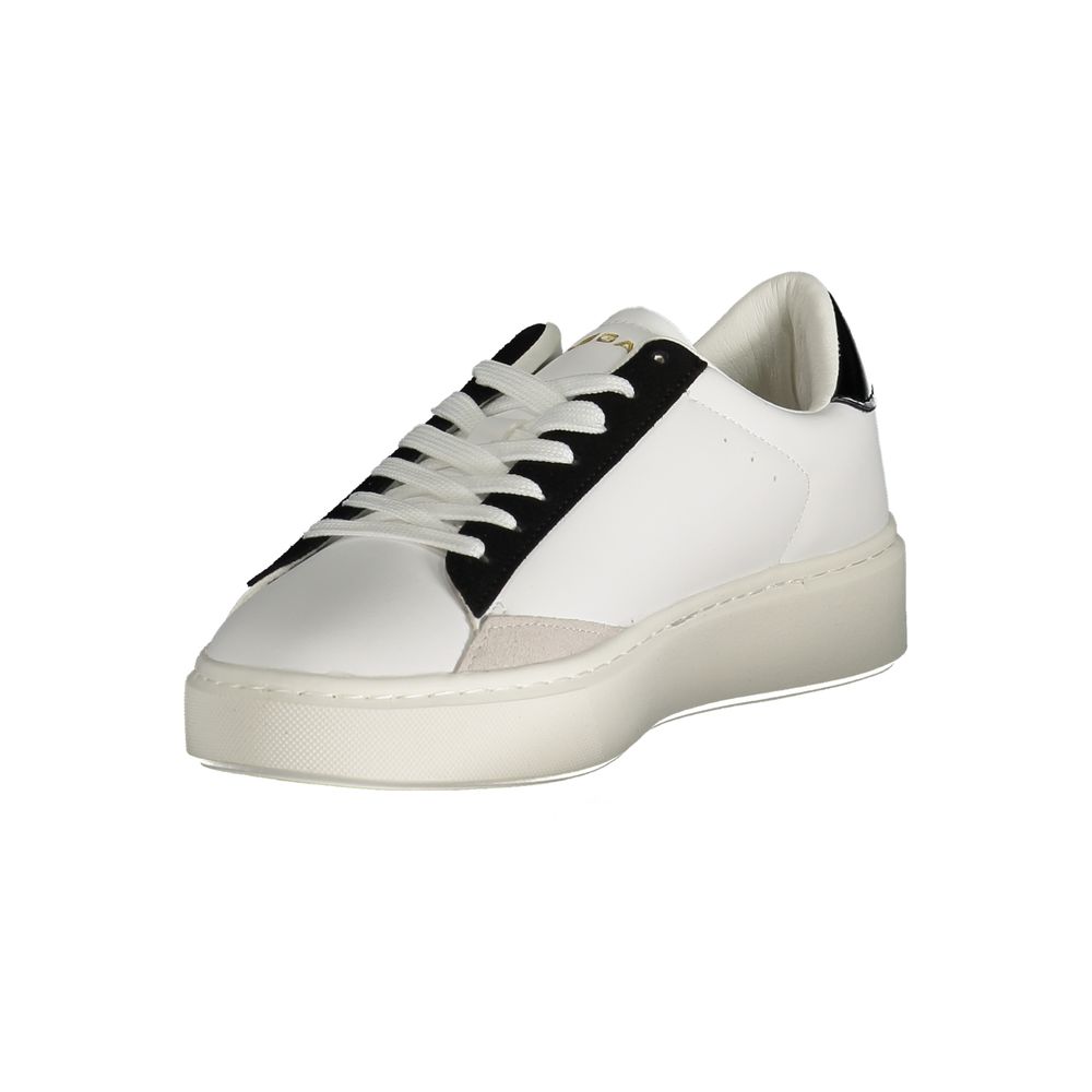 Gas White Polyester Women Sneaker with black details and logo print, sporty chic and stylish comfort shoe for trendy women.