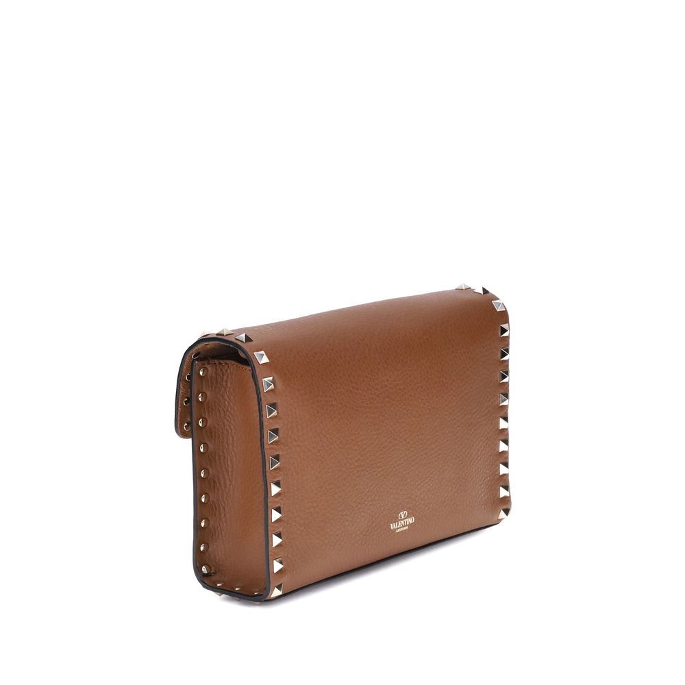 Valentino Garavani Brown Calf Leather Bos Taurus Shoulder Bag