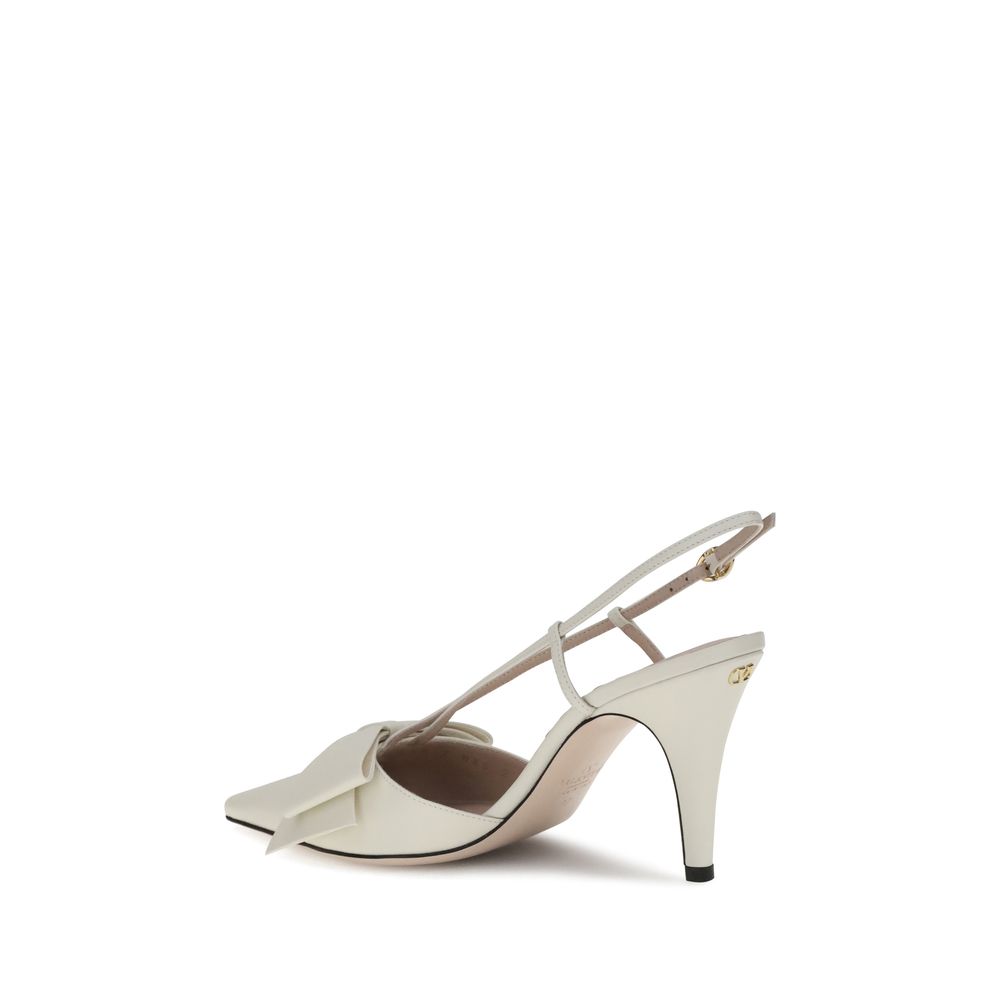 Valentino Garavani White Calf Leather Bos Taurus High Heel Pumps