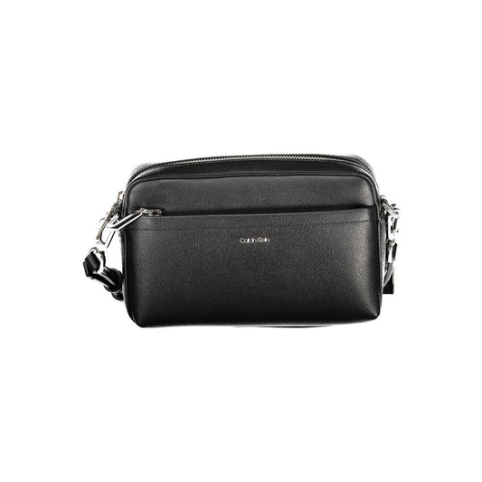 Calvin Klein Black Polyethylene Women Handbag with adjustable strap and chic shoulder handle, featuring external and internal pockets.