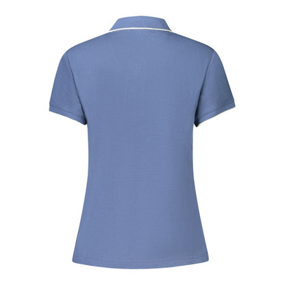 North Sails Blue Cotton Women Polo Shirt with short sleeves and contrasting details, highlighting casual chic and the North Sails logo.