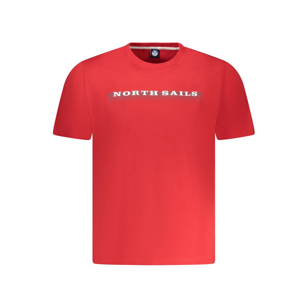North Sails "Red Cotton Men T-Shirt" with logo, crew neck, and vibrant red color for a trendy nautical style.