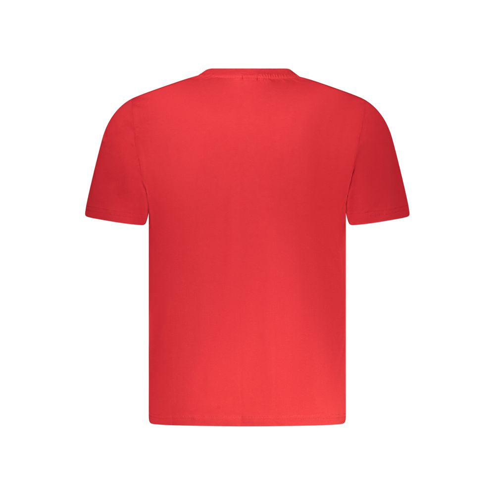 Back view of North Sails "Red Cotton Men T-Shirt" displaying vibrant color and classic crew neck design.
