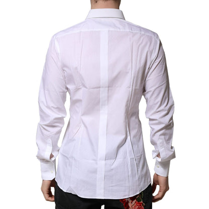 Dolce & Gabbana White Cotton GOLD Long Sleeves Formal Shirt
