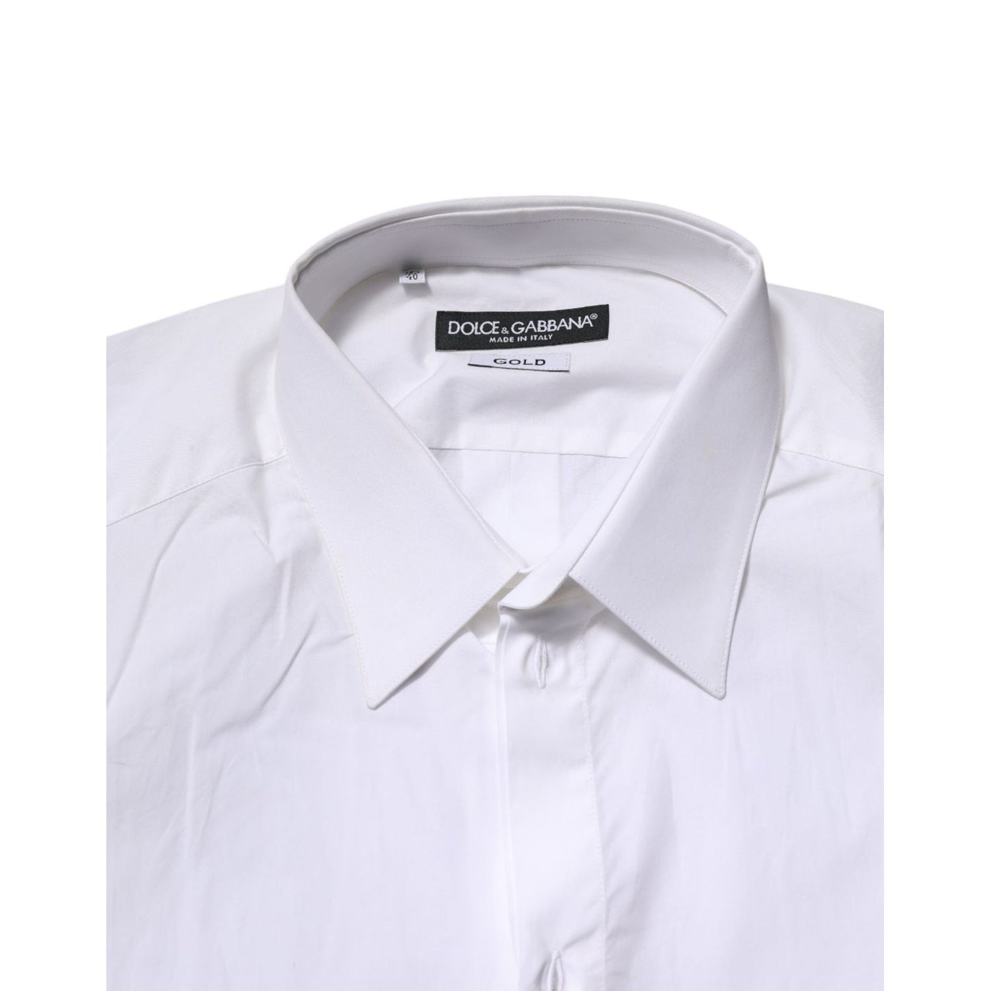 Dolce & Gabbana White Cotton GOLD Long Sleeves Formal Shirt