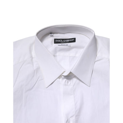 Dolce & Gabbana White Cotton GOLD Long Sleeves Formal Shirt