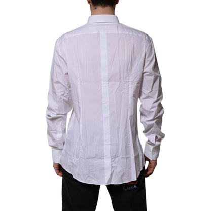 Dolce & Gabbana White Cotton GOLD Long Sleeves Formal Shirt