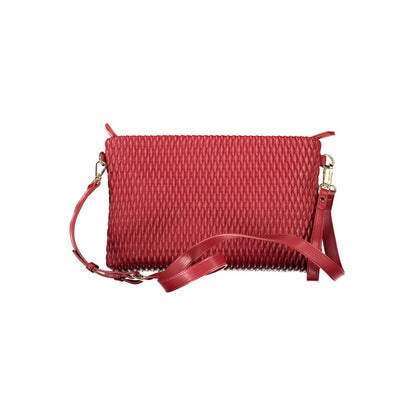 Mario Valentino Red Polyethylene Women Handbag with adjustable strap and textured design
