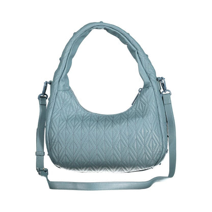 Mario Valentino Blue Polyethylene Women Handbag with adjustable strap and quilted design.