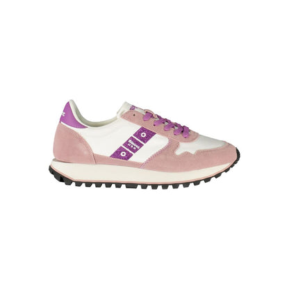 Blauer White Leather Women Sneaker with contrasting pink details and Blauer logo, offering sports luxe style and comfort for standout strides.