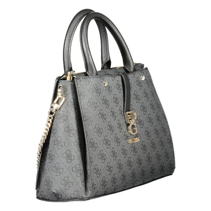 Guess Jeans Brown Polyethylene Women Handbag with gold chain detail and logo pattern design for a chic and sophisticated look.