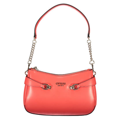 Guess Jeans Red Polyethylene Women Handbag with removable shoulder strap and external pocket.
