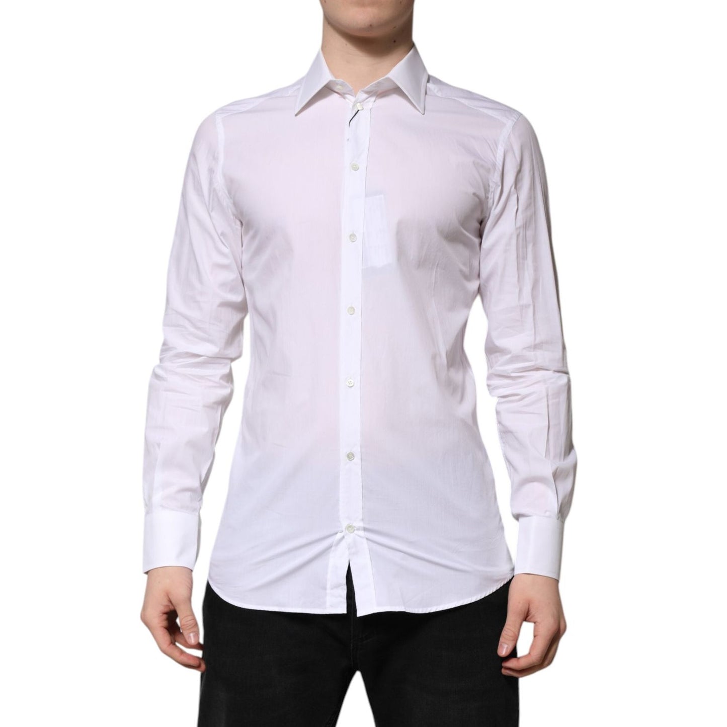 Dolce & Gabbana White GOLD Long Sleeves Dress Formal Shirt