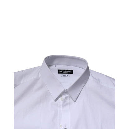 Dolce & Gabbana White GOLD Long Sleeve Dress Men Formal Shirt