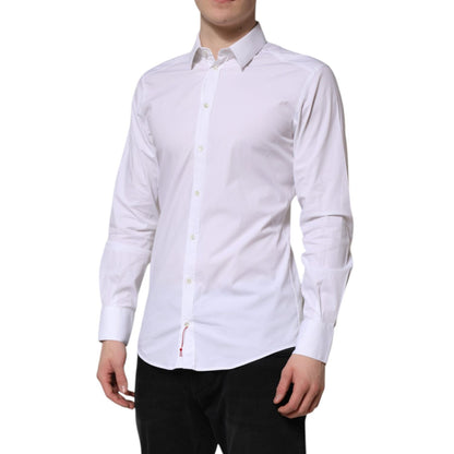 Dolce & Gabbana White GOLD Cotton Men Dress Formal Shirt