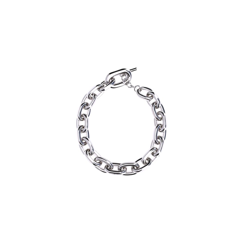 Rabanne Silver Aluminum Necklace with XL link chain and adjustable clasp for bold, contemporary style.
