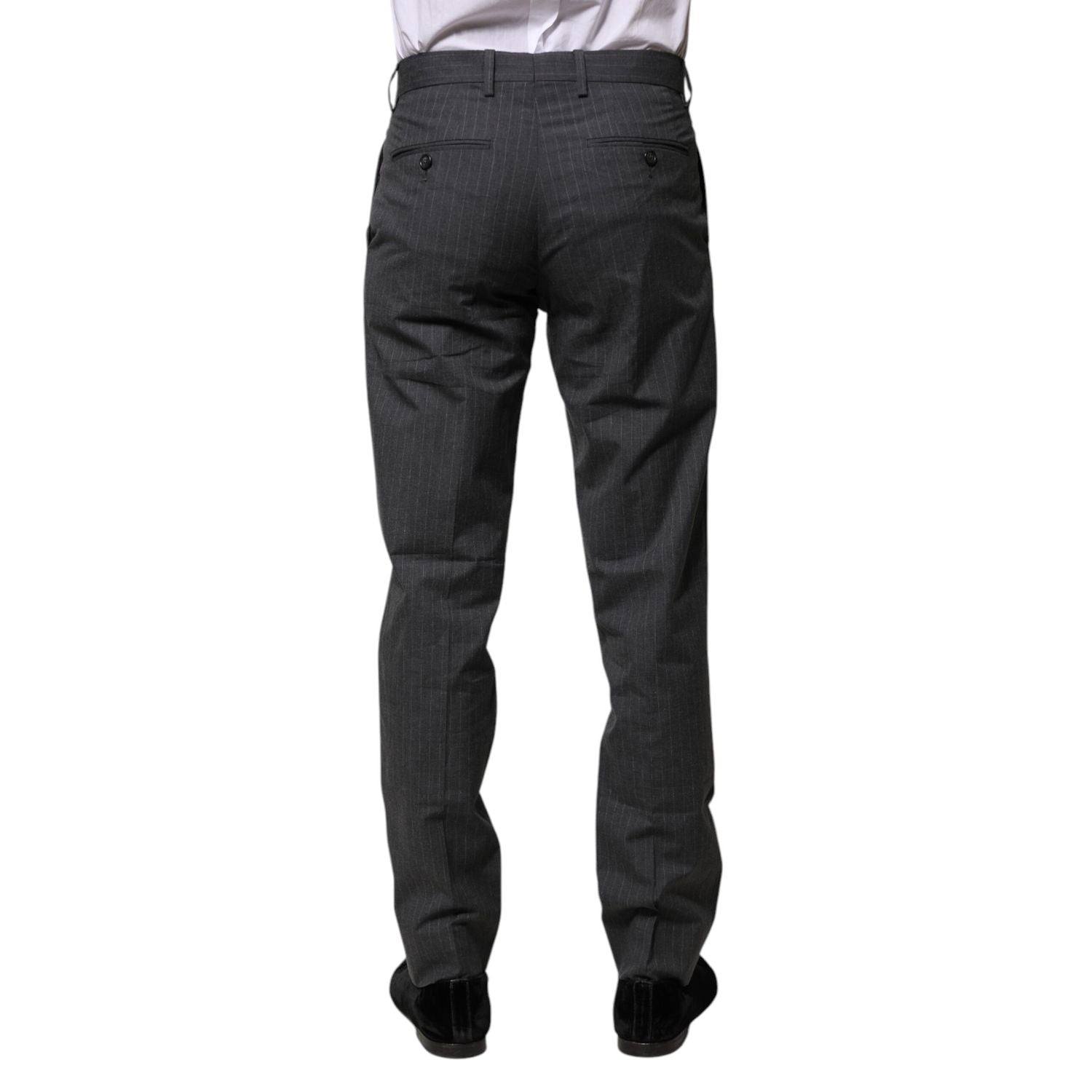 Dolce & Gabbana Gray Striped Cotton Formal Pants