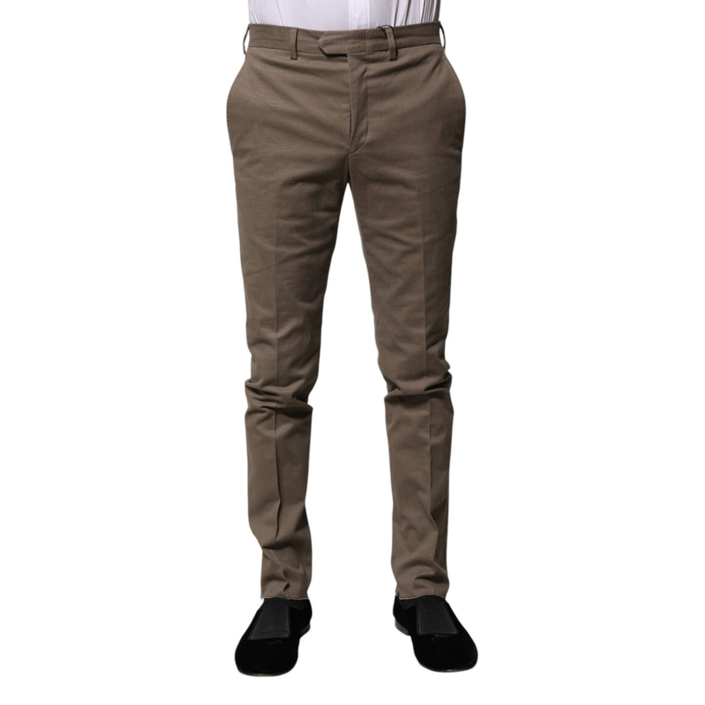 BENCIVENGA Brown Cotton Tapered Formal Dress Pants