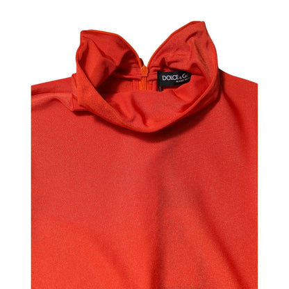 Dolce & Gabbana Red Nylon Turtleneck Bodycon Jumpsuit Dress