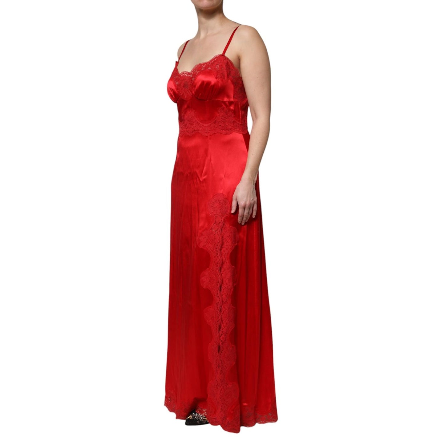 Dolce & Gabbana Red Silk Sleeveless Maxi Long Dress