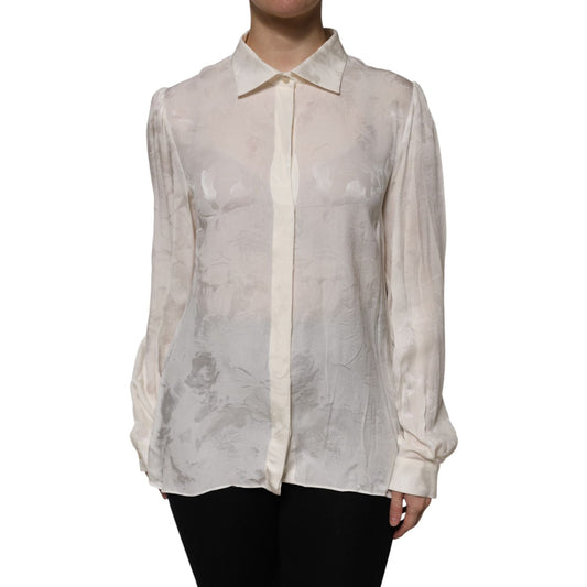 Dolce & Gabbana White Button Down Long Sleeves Blouse Top