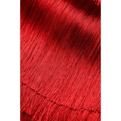 Dolce & Gabbana Red Silk Strapless Fringe Crop Tube Top