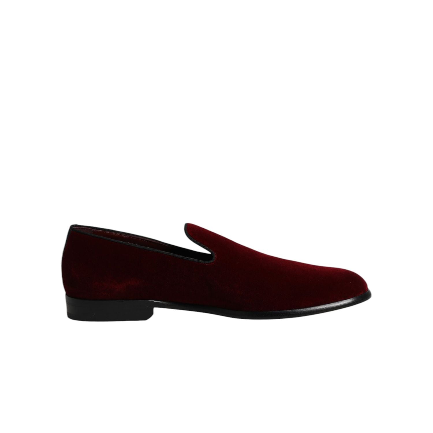 Dolce & Gabbana Red Cotton Velvet Slip On Loafers Formal Shoes