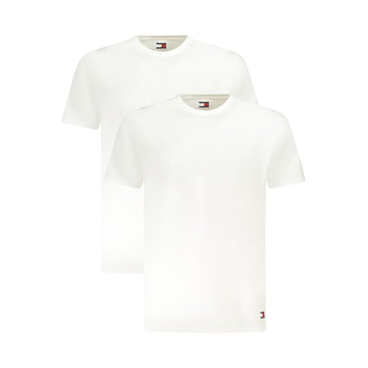Tommy Hilfiger White Cotton Men Underwear Shirt Bi-Pack Crew Neck T-shirt with logo