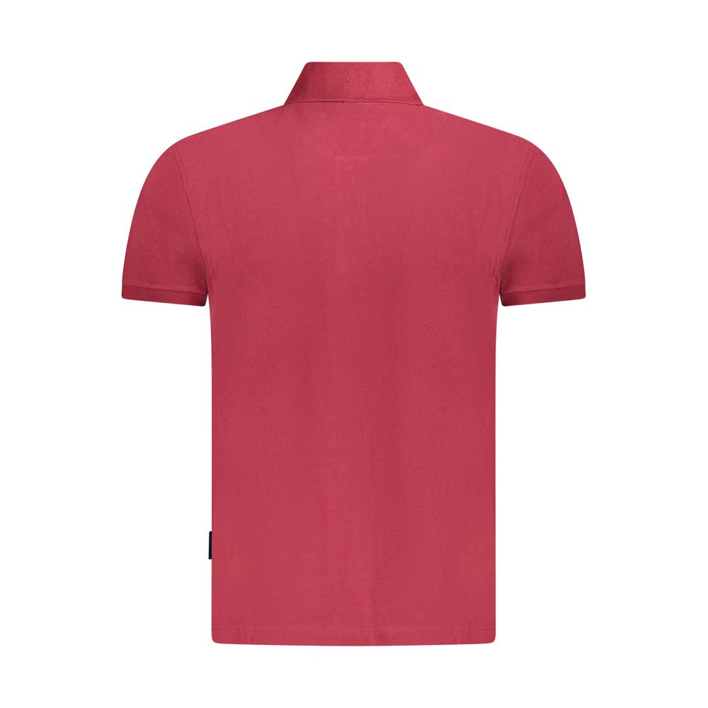 Back view of Napapijri Red Cotton Men Polo Shirt with short sleeves and a classic collar.