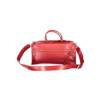 Mario Valentino Red Polyethylene Women Handbag with adjustable strap and pockets, showcasing elegance and functionality.