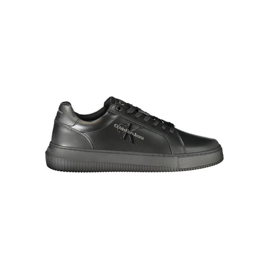 Calvin Klein Black Polyester Sneaker with laces and logo, featuring contrasting details and removable footbed, made from recycled rubber.