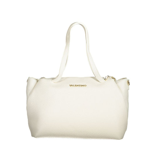 Mario Valentino White Polyethylene Women Handbag with double handles and detachable strap.