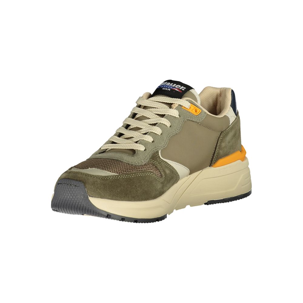 Blauer Green Polyester Men Sneaker with striking design and durable build, featuring contrasting details and iconic Blauer logo.