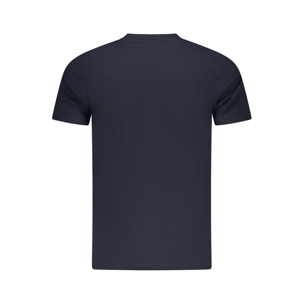 Back view of Cavalli Class Blue Cotton Men T-Shirt with short sleeves and crew neck design.
