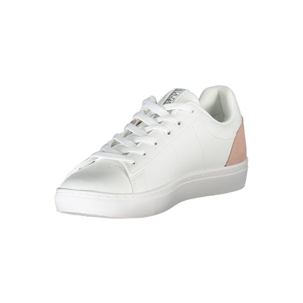 Napapijri White Leather Women Sneaker with contrasting details and iconic logo, perfect for casual sophistication and style.