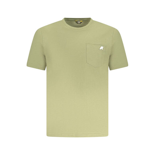 K-WAY Green Cotton T-Shirt with short sleeves, crew neck, and pocket with logo application - perfect casual wear.
