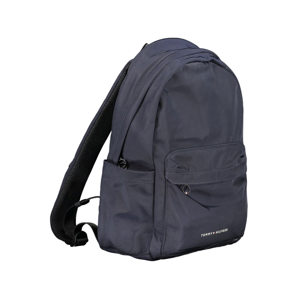 Tommy Hilfiger Blue Polyester Backpack with adjustable straps and multiple pockets, perfect for travel or daily use.