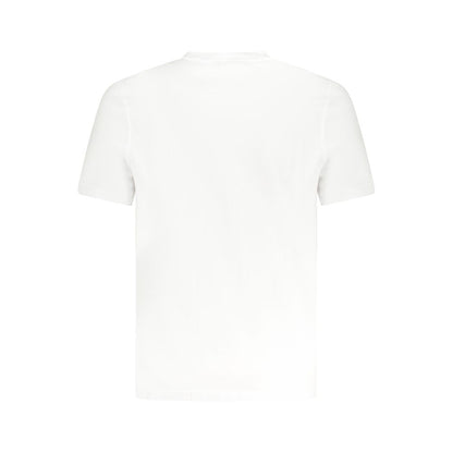 K-WAY White Cotton T-Shirt, short sleeve, crew neck, back view, pocket application