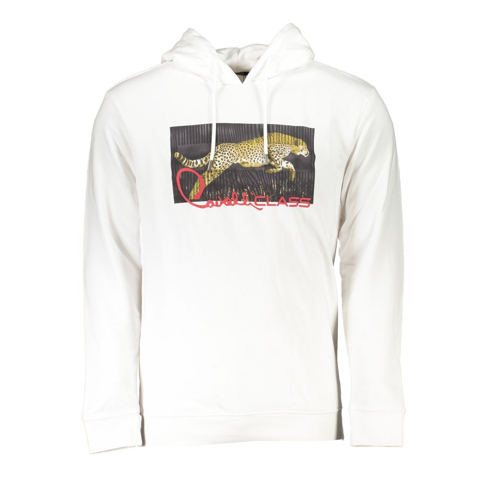 Cavalli Class Bianco Cotton Men Sweatshirt 1728,3XL,67403481248,Cavalli Class,Clothing,L,M,Men,New with tags,S,Sweaters - Clothing,Sweatshirts - Sweaters - Clothing,White,XL,XXL